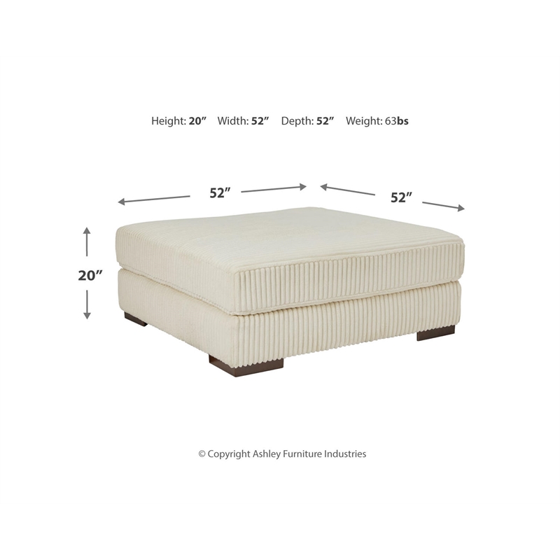 Bowery Hill Contemporary Oversized Fabric Accent Ottoman in Ivory