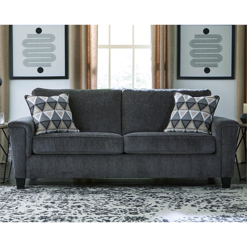Bowery Hill Modern / Contemporary Fabric Sofa in Smoke Gray Finish