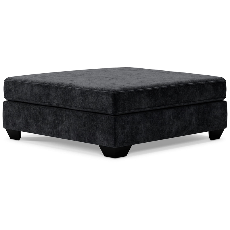 Bowery Hill Oversized Fabric Accent Ottoman in Charcoal Finish