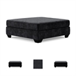 Bowery Hill Oversized Fabric Accent Ottoman in Charcoal Finish