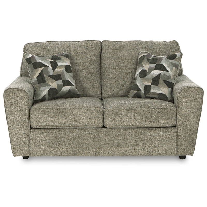 Bowery Hill Contemporary Fabric & Wood Loveseat in Light Gray