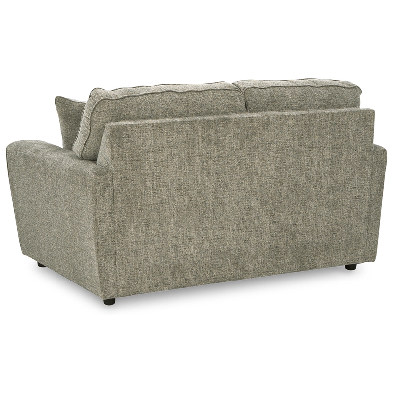Bowery Hill Contemporary Fabric & Wood Loveseat in Light Gray