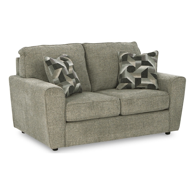 Bowery Hill Contemporary Fabric & Wood Loveseat in Light Gray