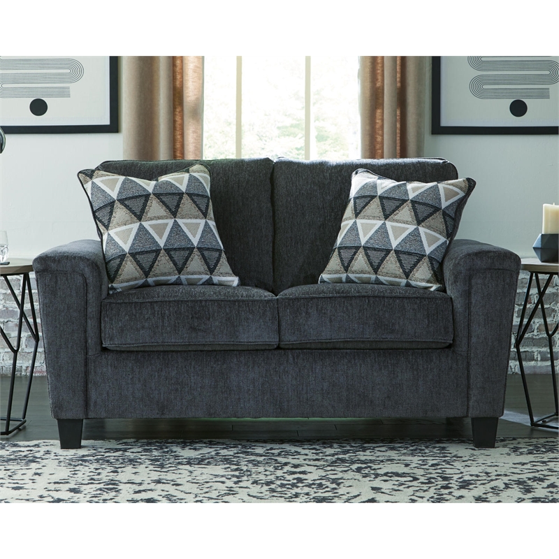 Bowery Hill Modern / Contemporary Fabric Loveseat in Smoke Gray