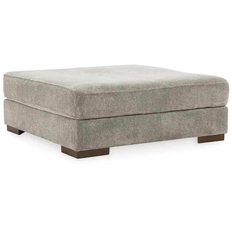 Bowery Hill Modern Oversized Fabric Accent Ottoman in Pewter Gray