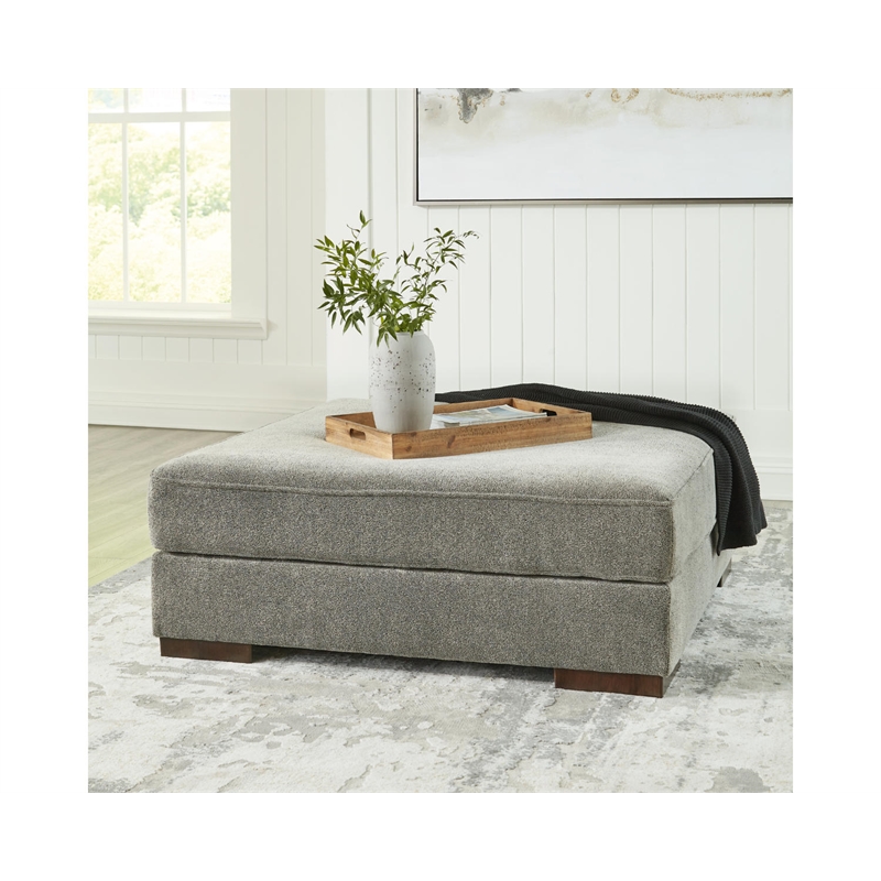 Bowery Hill Modern Oversized Fabric Accent Ottoman in Pewter Gray