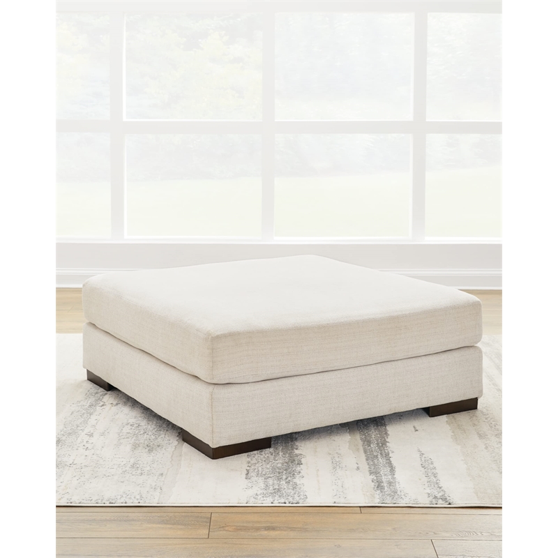 Bowery Hill Modern Oversized Fabric Accent Ottoman in Pewter Gray