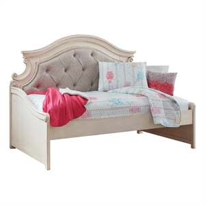 bowery hill modern fabric twin day bed in white and light gray