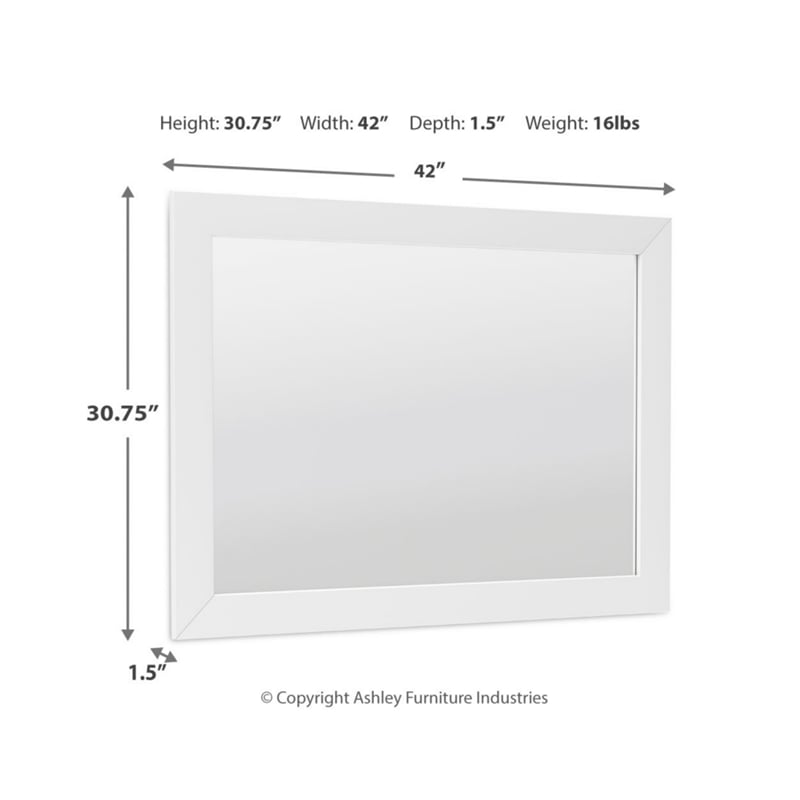 Bowery Hill Contemporary Engineered Wood White Bedroom Mirror