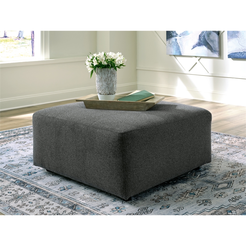 Bowery Hill Corner-blocked Frame Charcoal Oversized Accent Ottoman