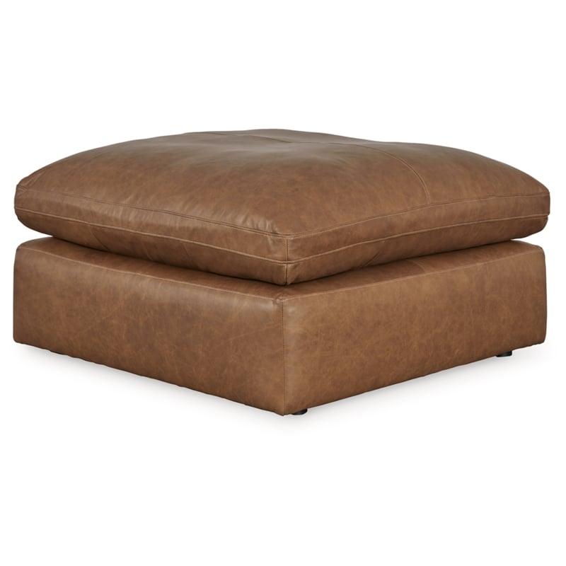 Bowery Hill Corner-blocked Frame Caramel Oversized Accent Ottoman