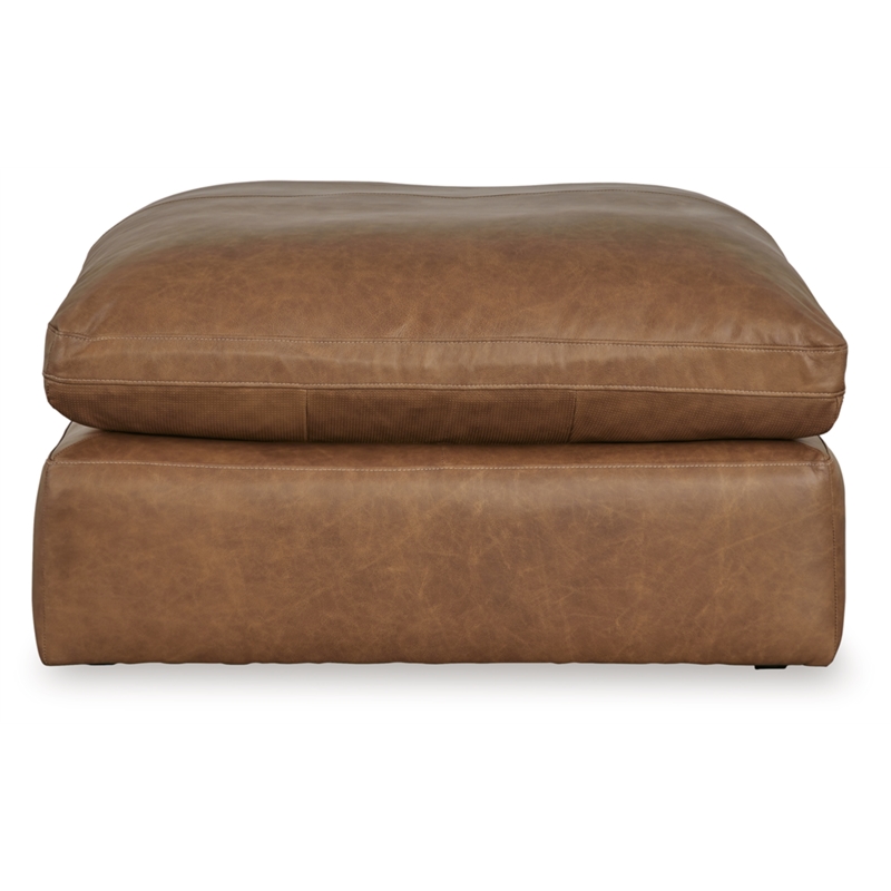 Bowery Hill Corner-blocked Frame Caramel Oversized Accent Ottoman