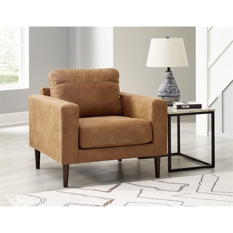 Bowery Hill Modern / Contemporary Corner-blocked Frame Caramel Chair