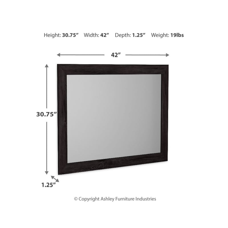 Bowery Hill Contemporary Charcoal Engineered Wood Frame Bedroom Mirror
