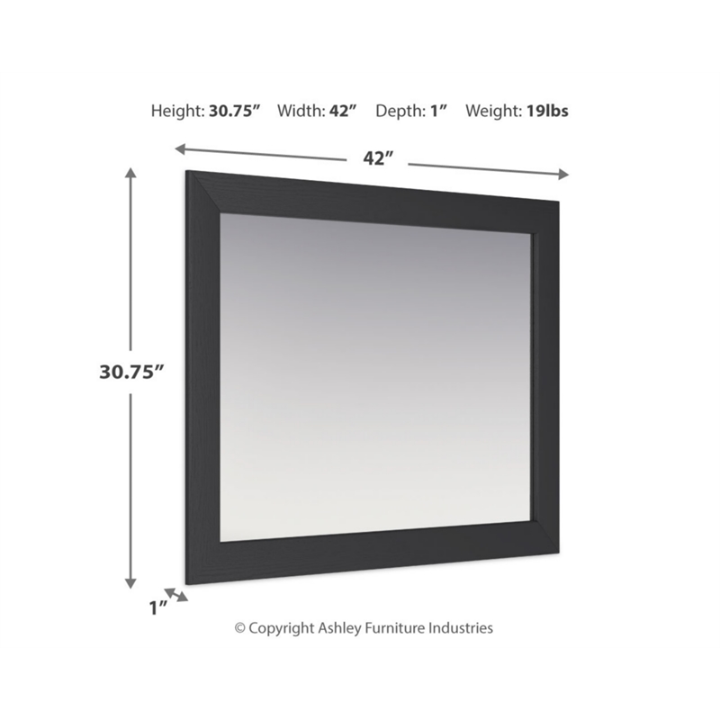 Bowery Hill Contemporary Engineered Wood Charcoal Bedroom Mirror