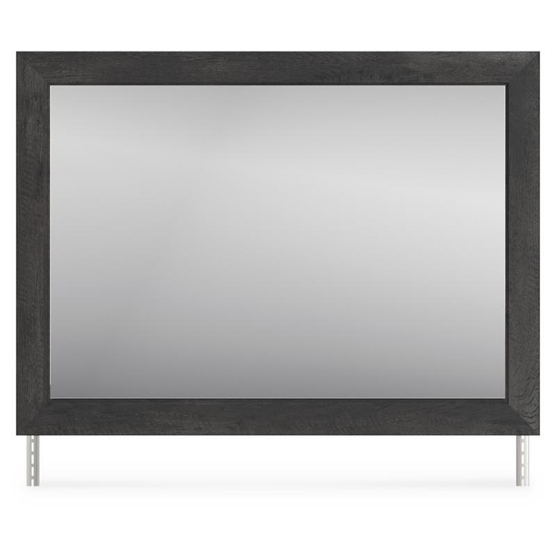 Bowery Hill Contemporary Engineered Wood Charcoal Bedroom Mirror