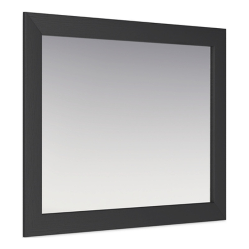 Bowery Hill Contemporary Engineered Wood Charcoal Bedroom Mirror