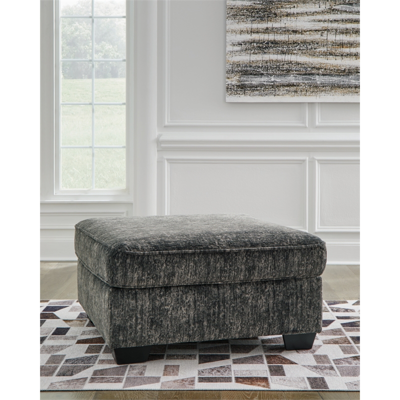 Bowery Hill Corner-blocked Frame Gunmetal Oversized Accent Ottoman