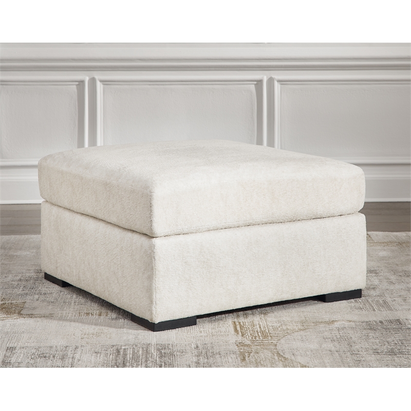 Bowery Hill Corner-blocked Frame White Oversized Accent Ottoman