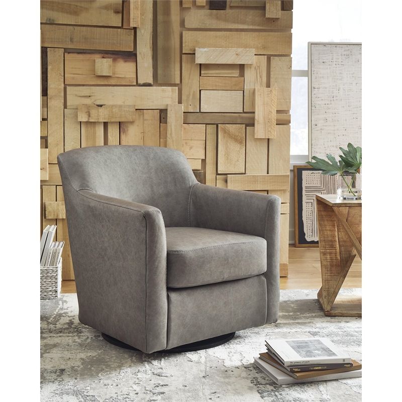 Bowery Hill Modern / Contemporary Gray Finish Swivel Accent Chair