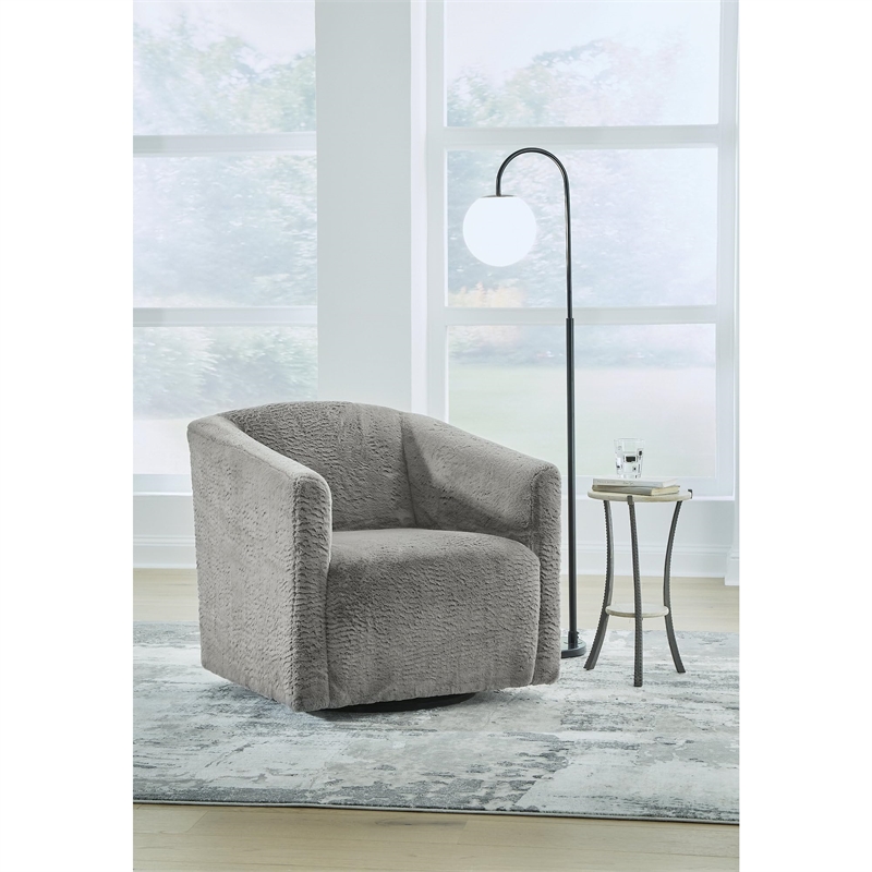 Bowery Hill Contemporary Charcoal Polyester Upholstery Accent Chair