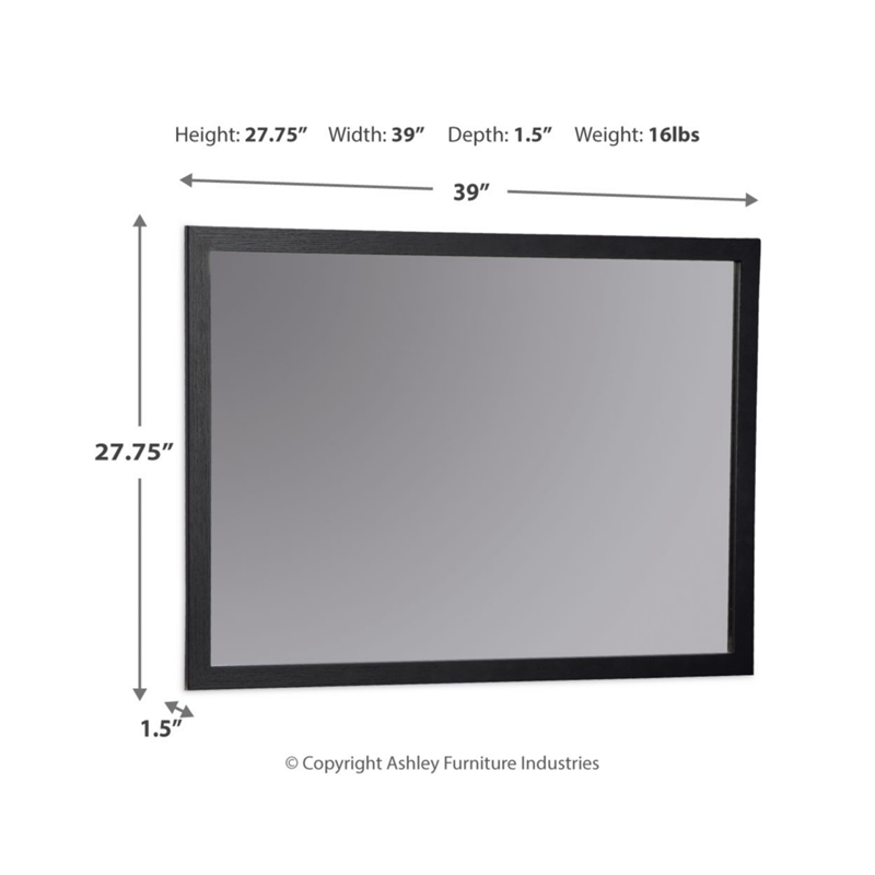 Bowery Hill Contemporary Engineered Wood Black Bedroom Mirror