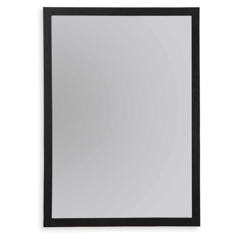 Bowery Hill Contemporary Engineered Wood Black Bedroom Mirror