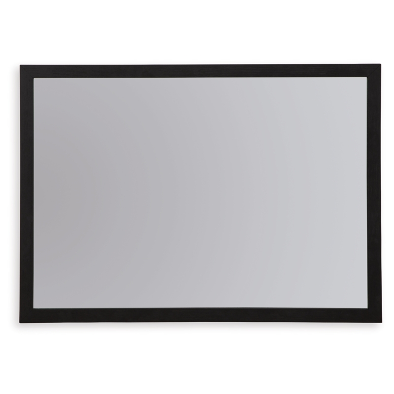Bowery Hill Contemporary Engineered Wood Black Bedroom Mirror