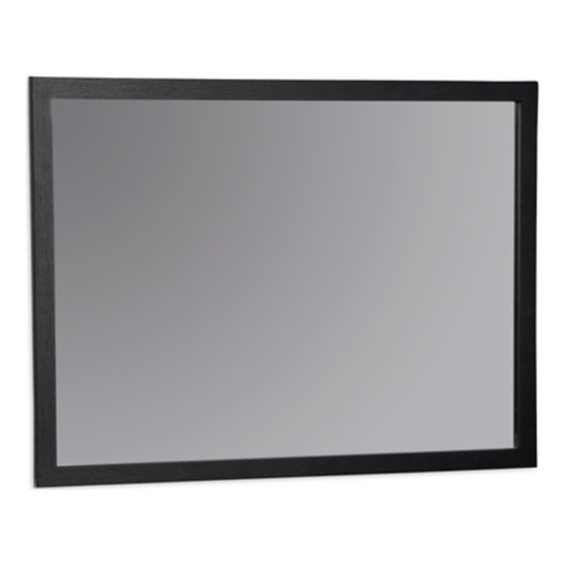 Bowery Hill Contemporary Engineered Wood Black Bedroom Mirror