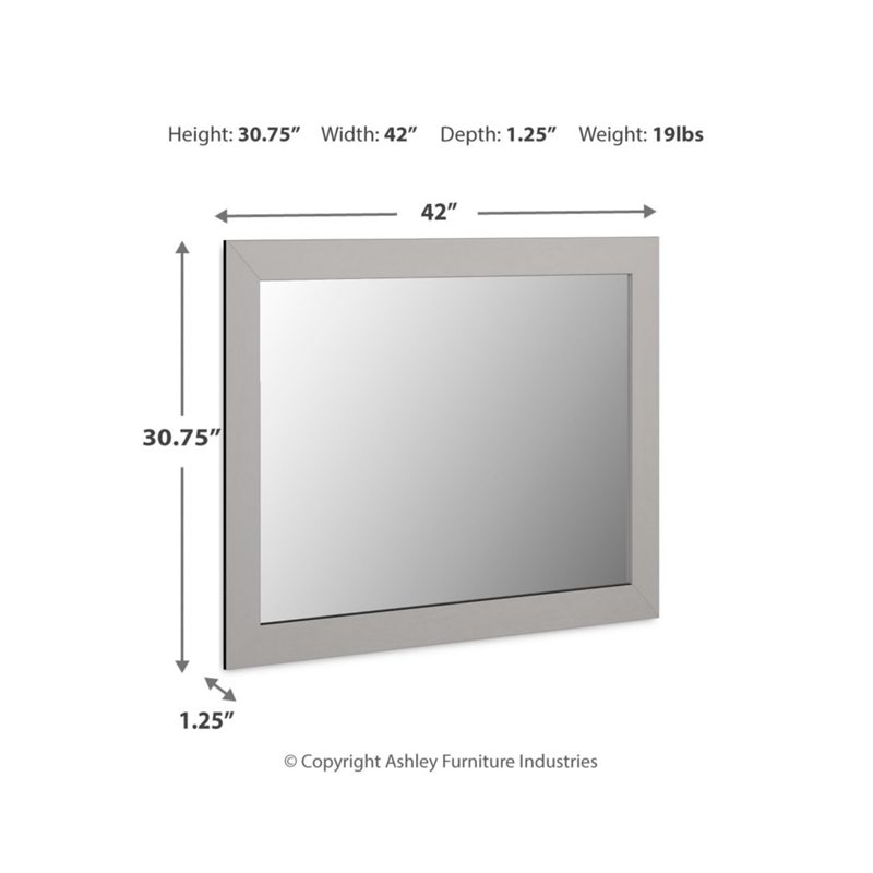 Bowery Hill Contemporary Engineered Wood Light Gray Bedroom Mirror