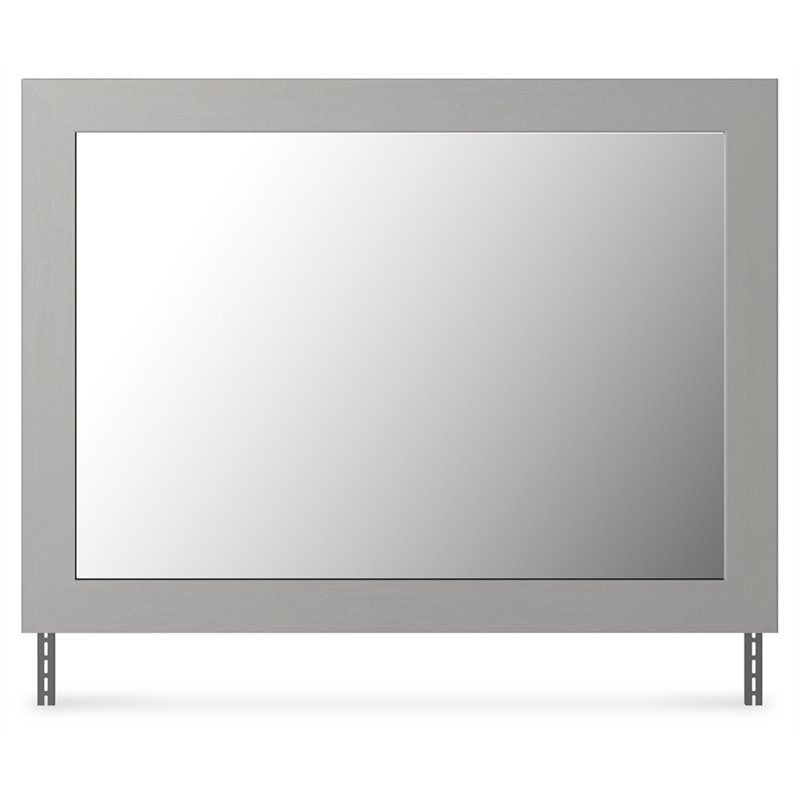Bowery Hill Contemporary Engineered Wood Light Gray Bedroom Mirror