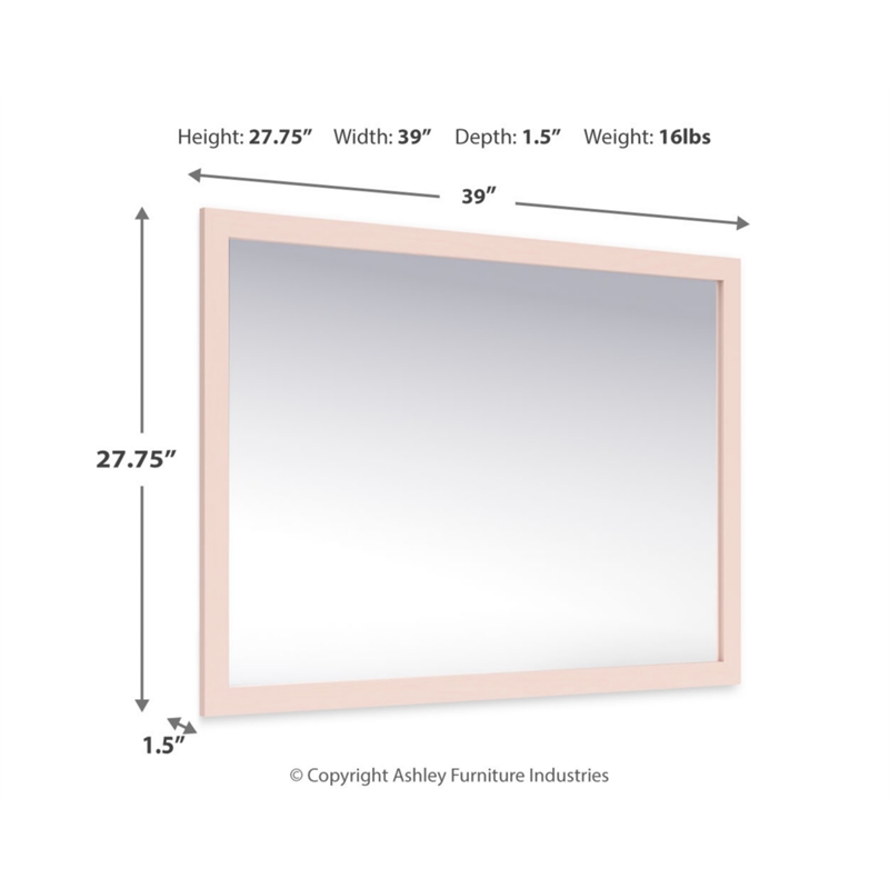 Bowery Hill Contemporary Engineered Wood Blush Bedroom Mirror