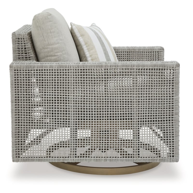 Bowery Hill Contemporary Gray Outdoor Swivel Lounge with Cushion