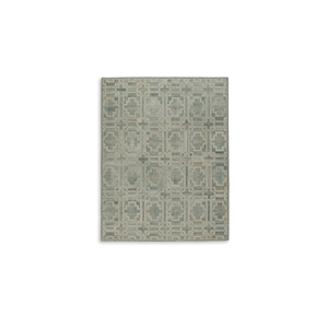 Bowery Hill Contemporary Wool and Polyester Green & Ivory 8x10 Rug