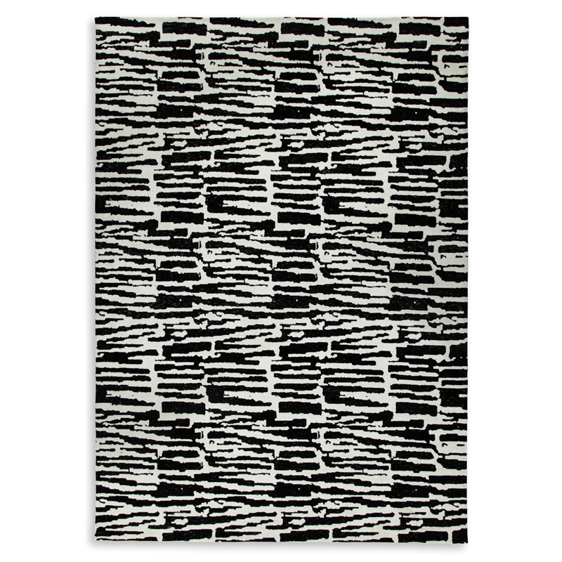 Bowery Hill Modern / Contemporary Polyester Black & Ivory 8x10 Rug