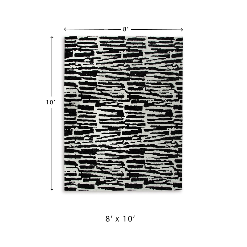 Bowery Hill Modern / Contemporary Polyester Black & Ivory 8x10 Rug
