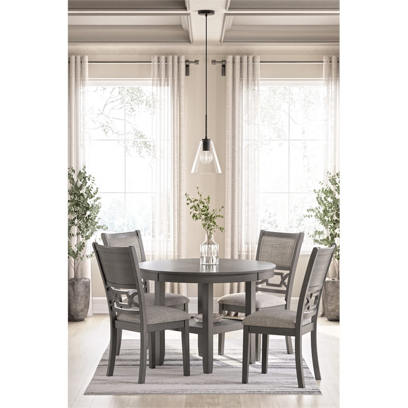 Bowery Hill Modern Gray Dining Table and 4 Chairs - Set of 5