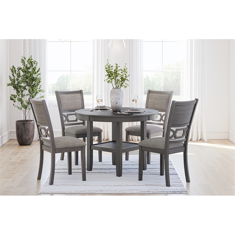 Bowery Hill Modern Gray Dining Table and 4 Chairs - Set of 5