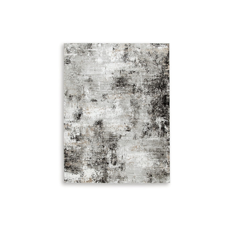 Bowery Hill Modern / Contemporary Polyester Black & Gray 10x14 Rug