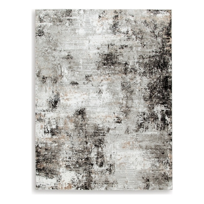 Bowery Hill Contemporary Black & Gray Machine Woven Polyester 8x10 Rug