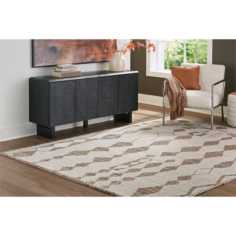 Bowery Hill Modern / Contemporary Polyester Beige & Brown 8x10 Rug