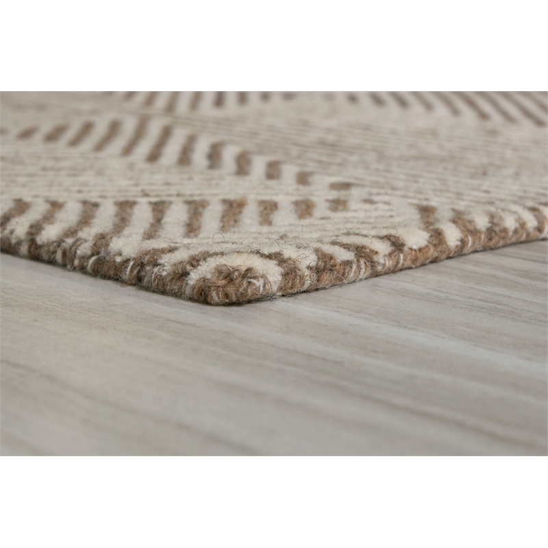 Bowery Hill Contemporary Wool and Polyester Beige & Brown 8x10 Rug