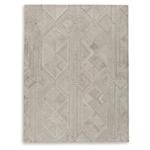 Bowery Hill Contemporary Wool and Polyester Beige & Brown 8x10 Rug