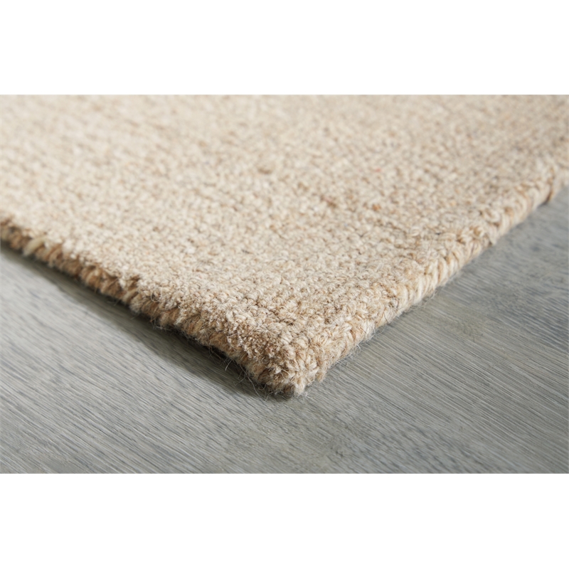 Bowery Hill Contemporary Wool and Polyester Beige & Brown 8x10 Rug
