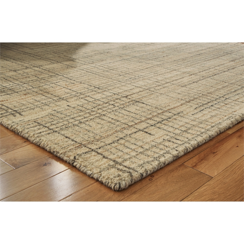 Bowery Hill Contemporary Wool and Polyester Gray & Tan 8x10 Rug
