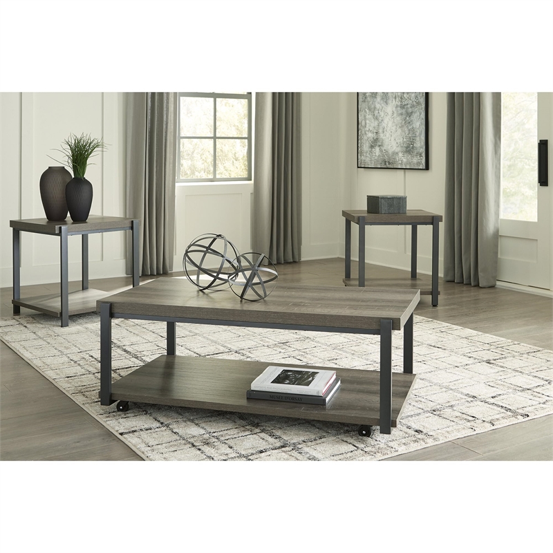Bowery Hill Contemporary Gray Coffee and End Table - Set of 3