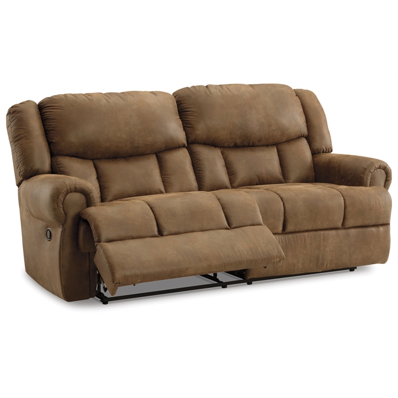 Bowery Hill Traditional Faux Leather Reclining Sofa in Brown