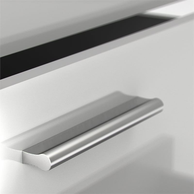 Bowery Hill Set of 4 Chest & 2 Nightstands & Double Dresser in Oak & White Gloss