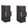 Bowery Hill Set of 2 Metal 3-Drawer Vertical File Cabinets with Lock Black