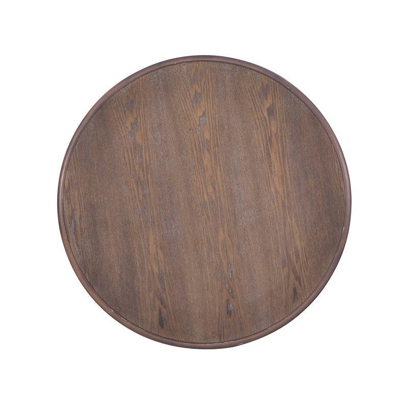 Bowery Hill Set of 2 Round Wood Accent Pedestal Base Tables in Rustic Natural